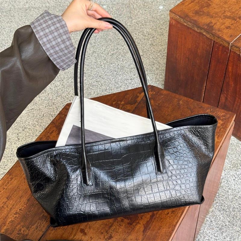 Women Bags Branded - Lüks Vintage Timsah Derisi Desenli Tote