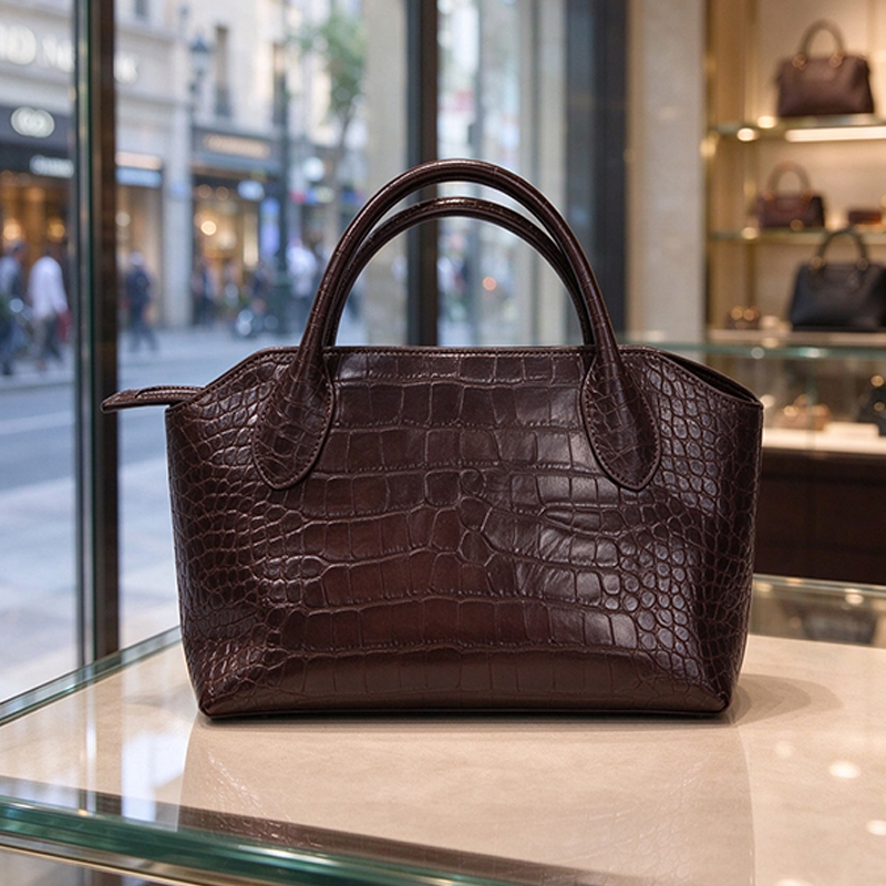 Women Hand Bags For Office - Lüks Kadın Croc Desenli Üst Saplı